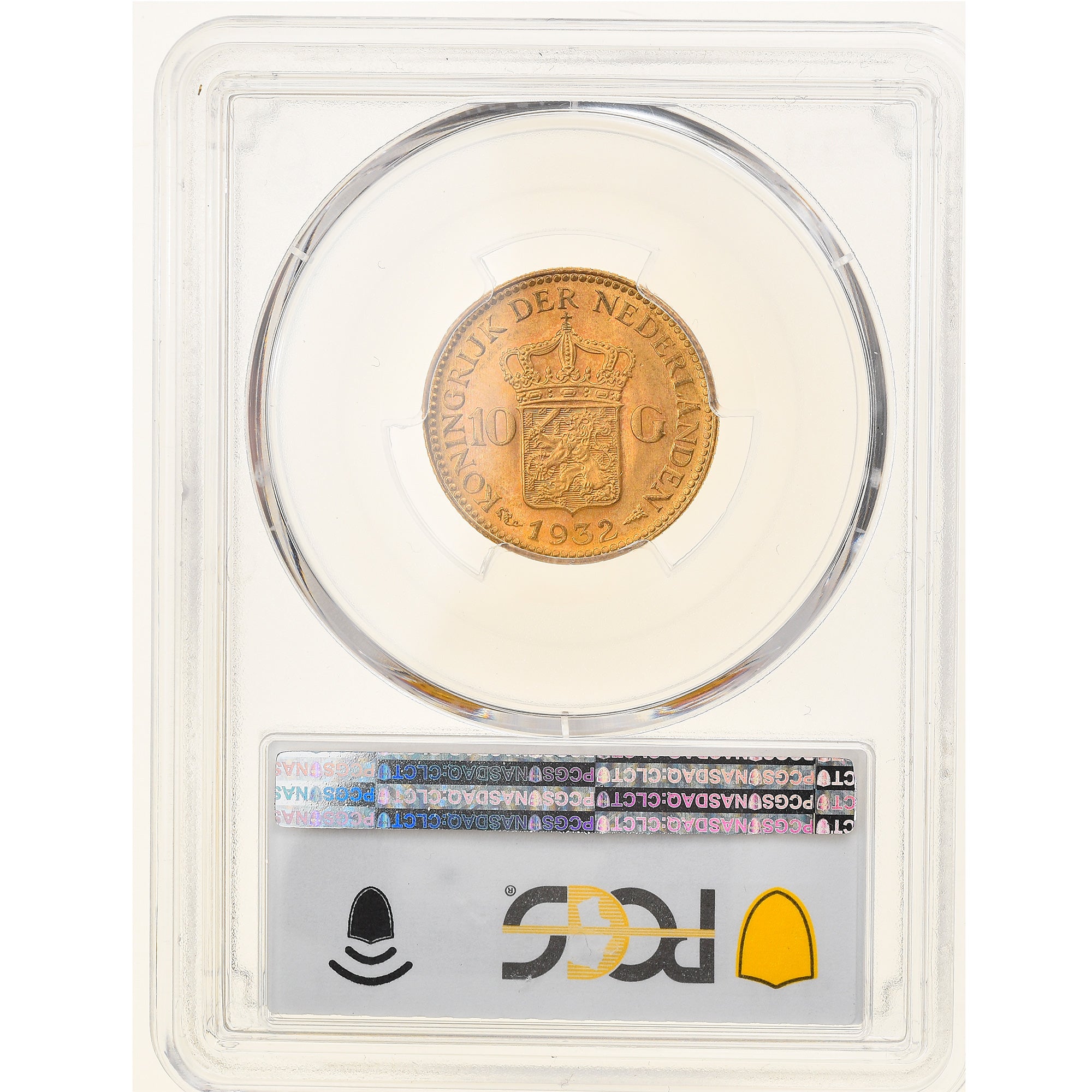 Coin, Netherlands, Wilhelmina I, 10 Gulden, 1932, Utrecht, PCGS, MS66