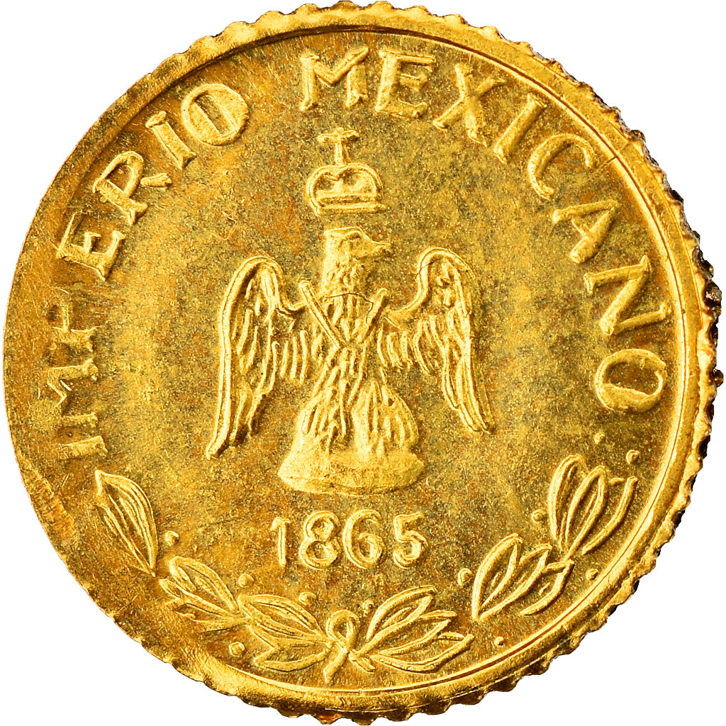 Coin, Mexico, Maximilian, Peso, 1865, Restrike, MS(65-70), Gold