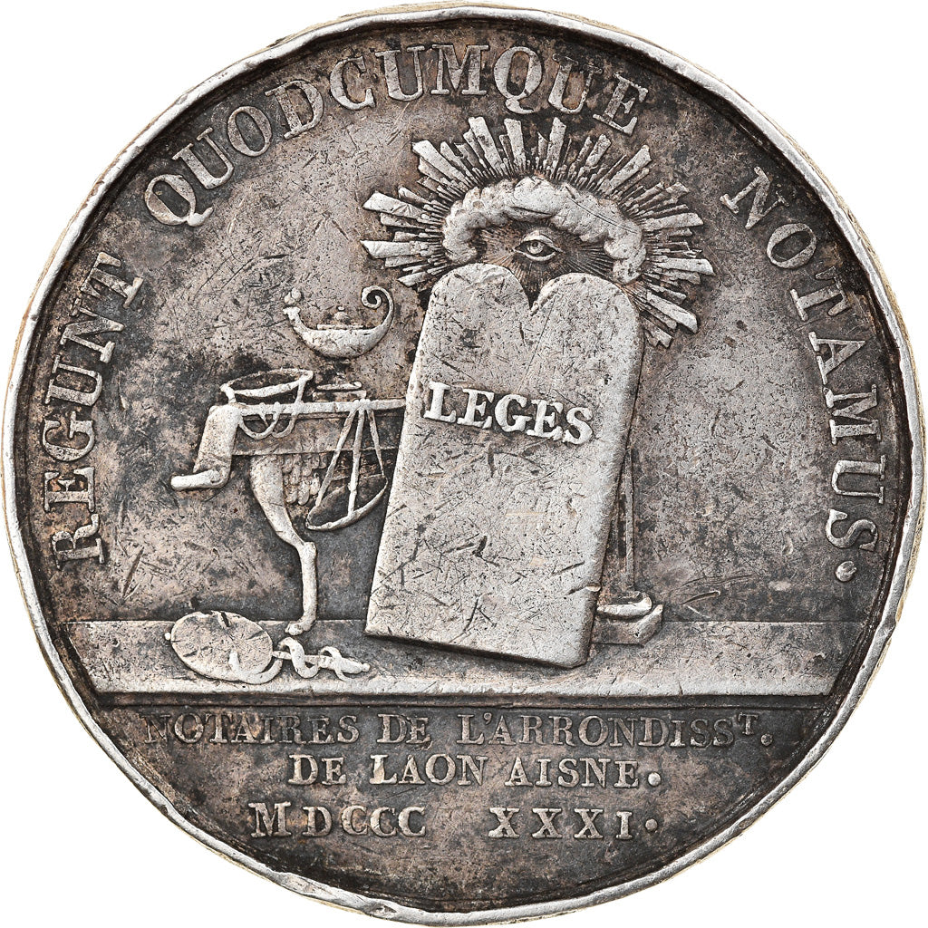 Francja, Token, Louis-Philippe, Notaires de Laon, 1831, VF(30-35), Srebro