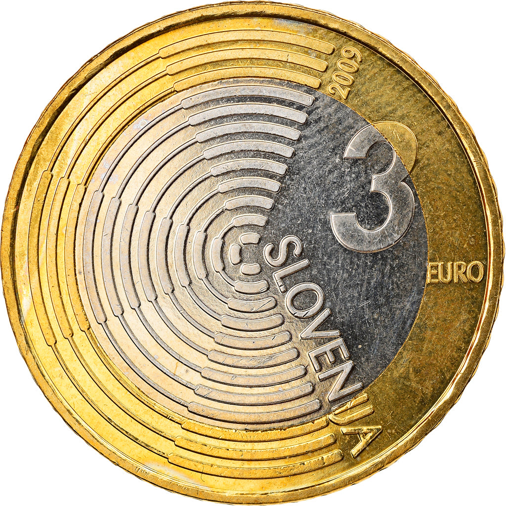 Slovenia, 3 Euro, Premier vol au dessus de la Slovénie, 2009, Vantaa