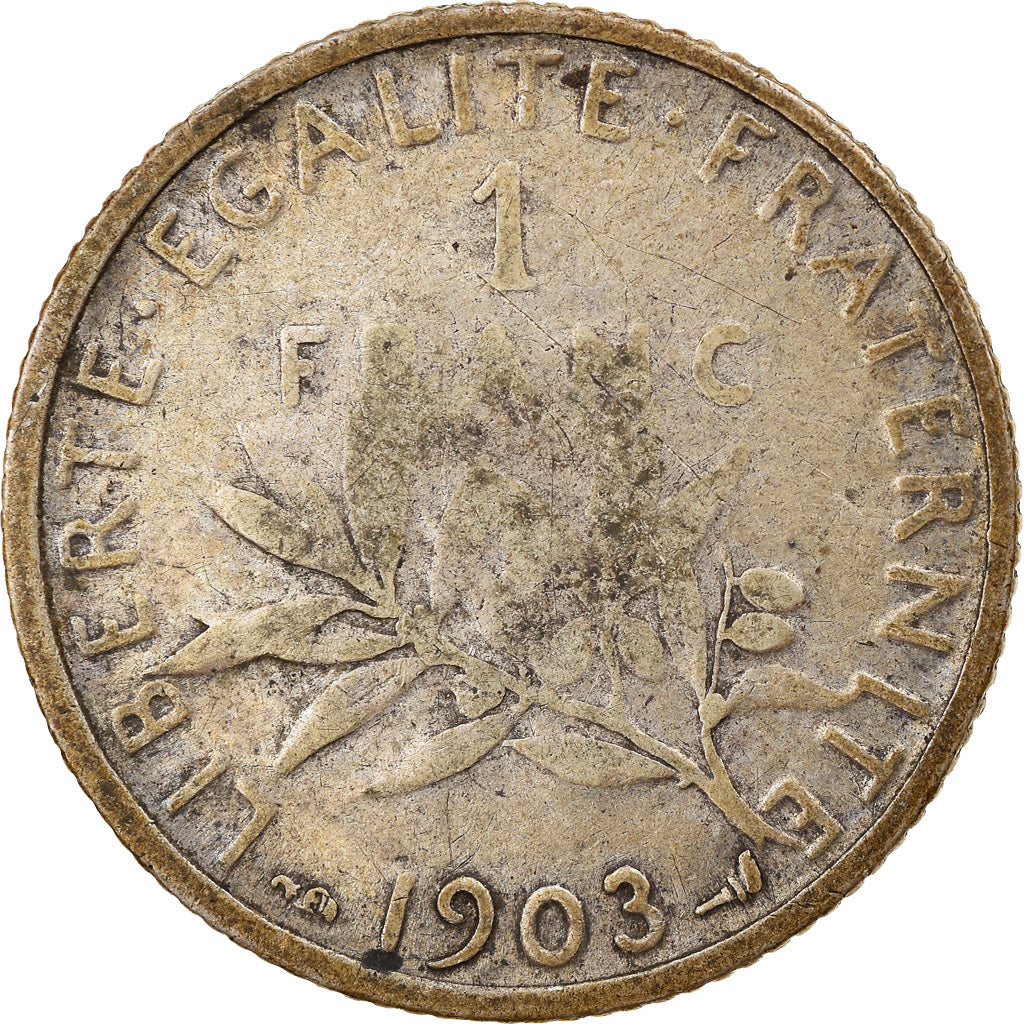 Monnaie, France, Semeuse, Franc, 1903, Paris, B, Argent, Gadoury:467, KM:844.1