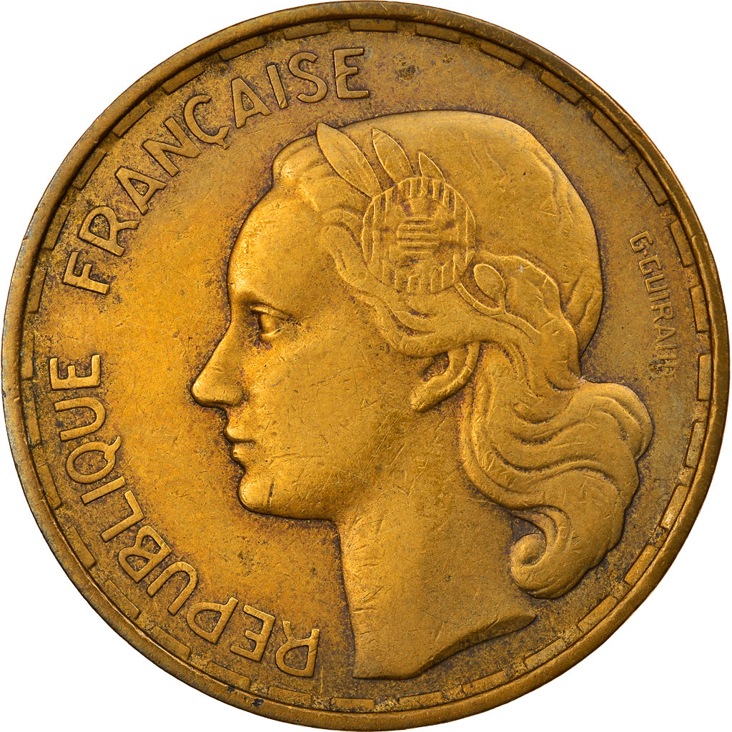 Moneta, Francja, Guiraud, 50 Francs, 1954, Paris, EF(40-45), Aluminium-Brąz