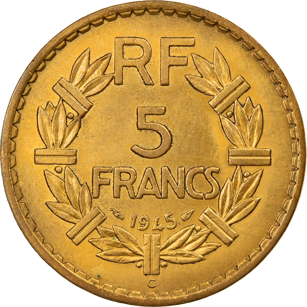 Coin, France, Lavrillier, 5 Francs, 1945, Castelsarrasin, AU(50-53)