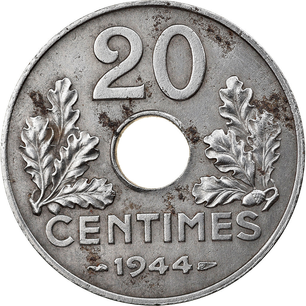 Moneta, Francia, État français, 20 Centimes, 1944, Paris, BB+, Ferro