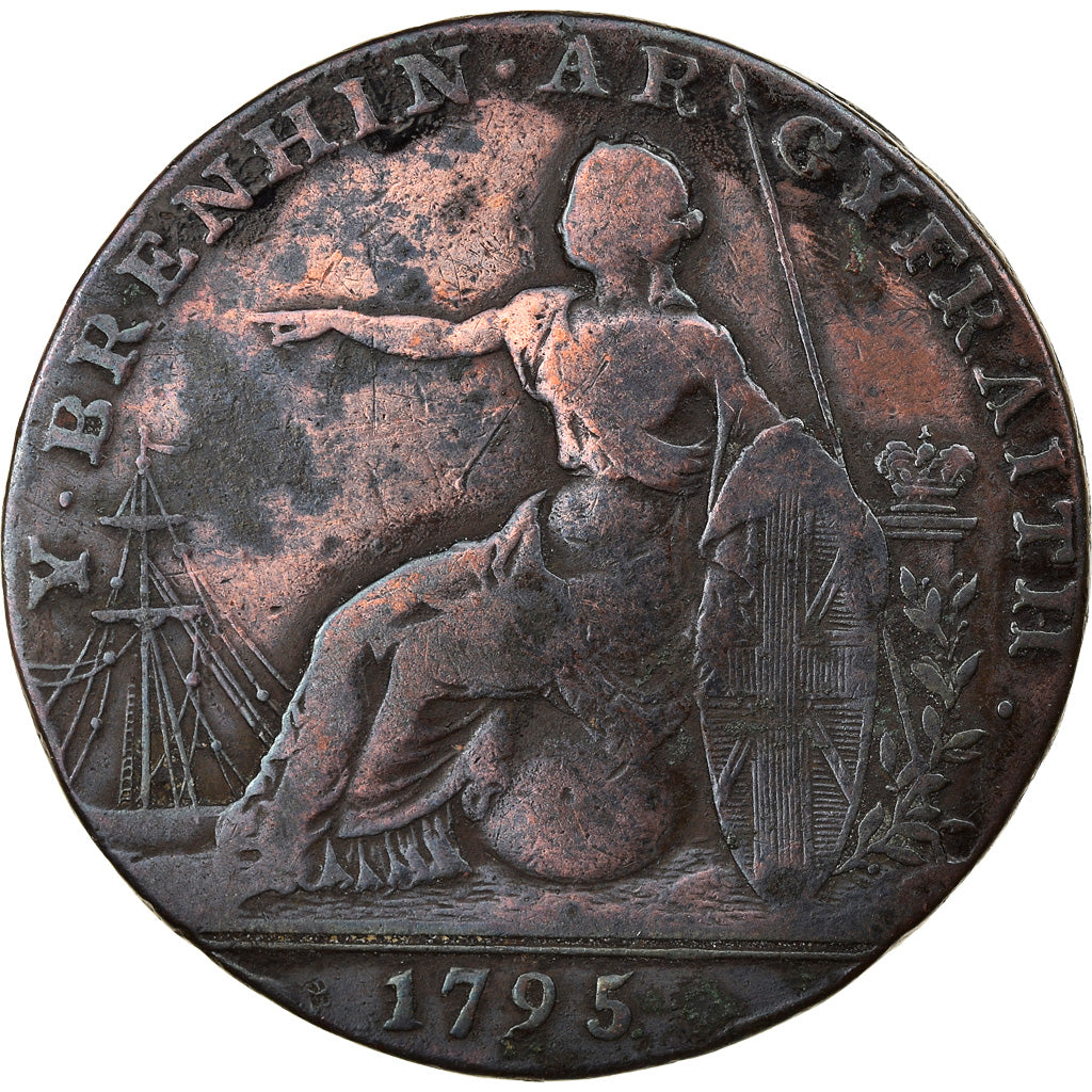 Monnaie, Grande-Bretagne, Glamorgan, Halfpenny Token, 1795, B+, Cuivre