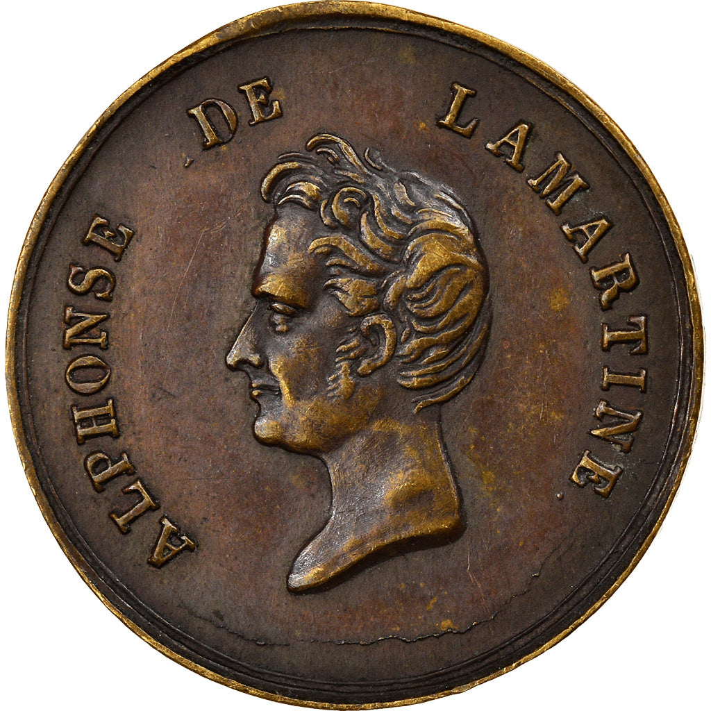 France, Medal, Alphonse de Lamartine, 1848, AU(55-58), Brass
