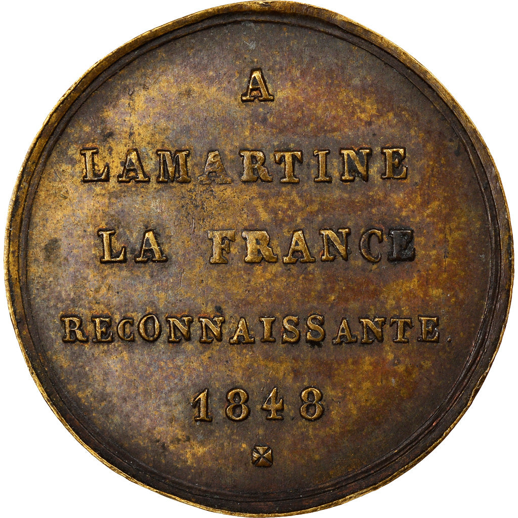 France, Medal, Alphonse de Lamartine, 1848, AU(55-58), Brass