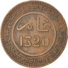 MOROCCO, 10 Mazunas, 1902, Berlin, KM #17.1, EF(40-45), Bronze, 9.96