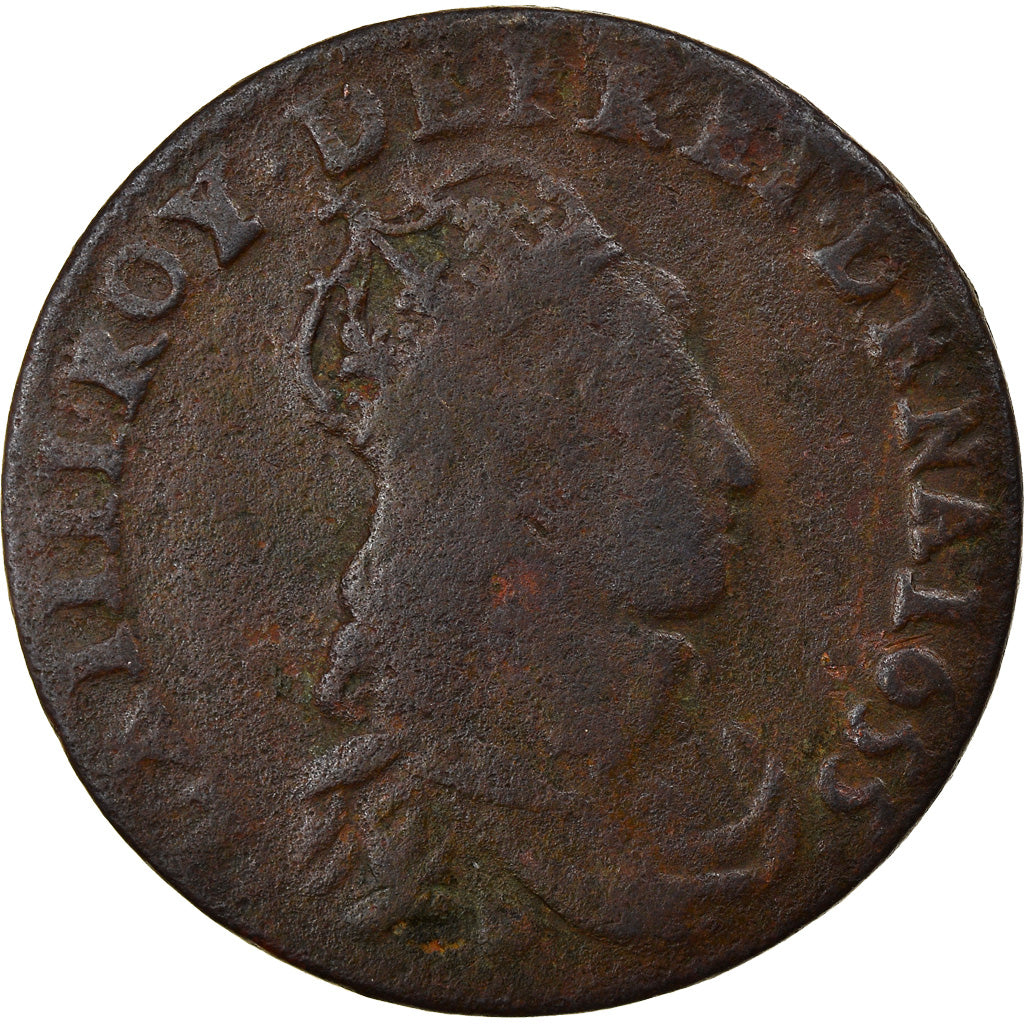 Moeda, França, Louis XIV, Liard de France au buste juvénile, deuxième type