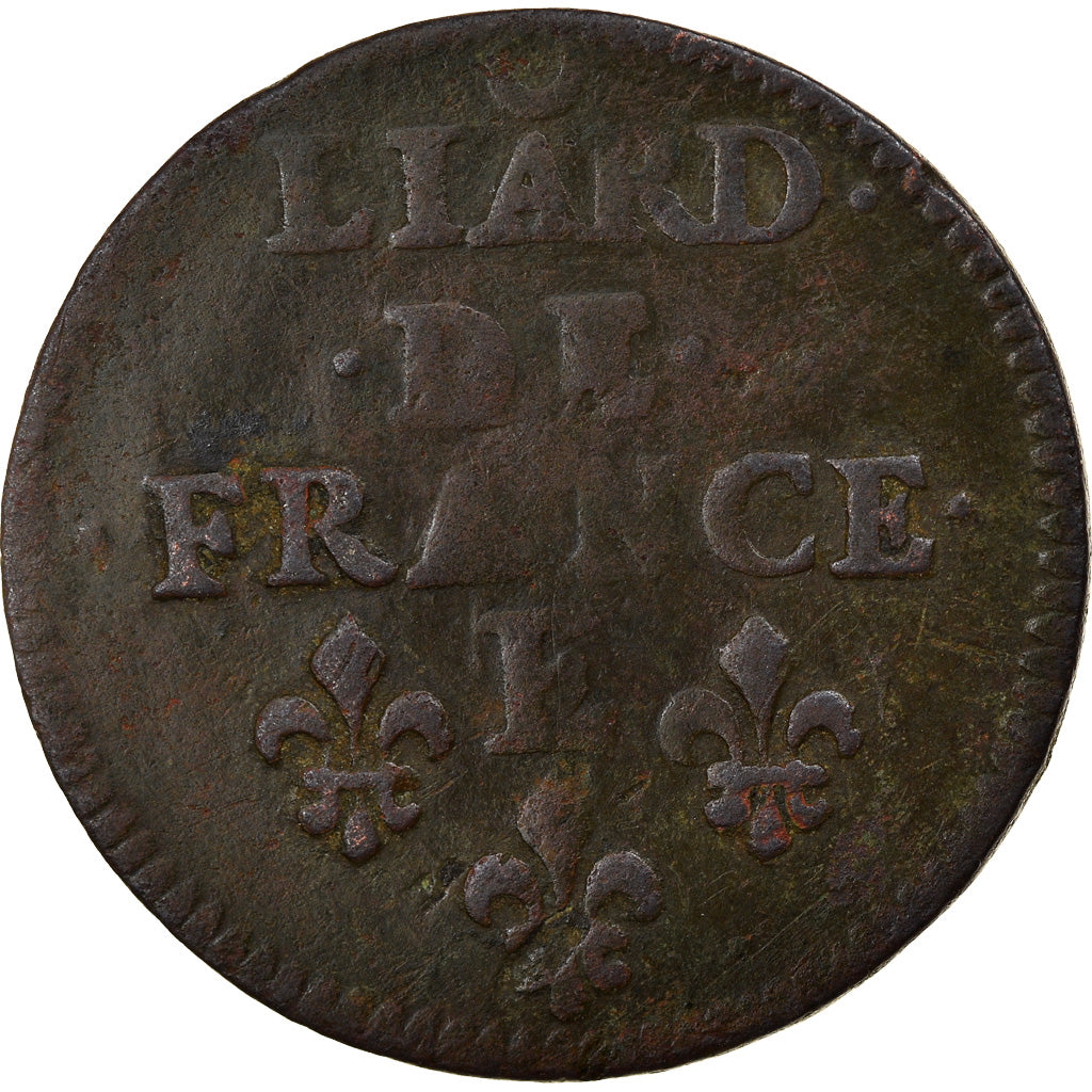 Moeda, França, Louis XIV, Liard de France au buste juvénile, deuxième type