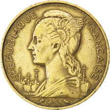 REUNION, 20 Francs, 1961, KM #11, EF(40-45), Aluminum-Bronze, Lecompte #90, 4.03