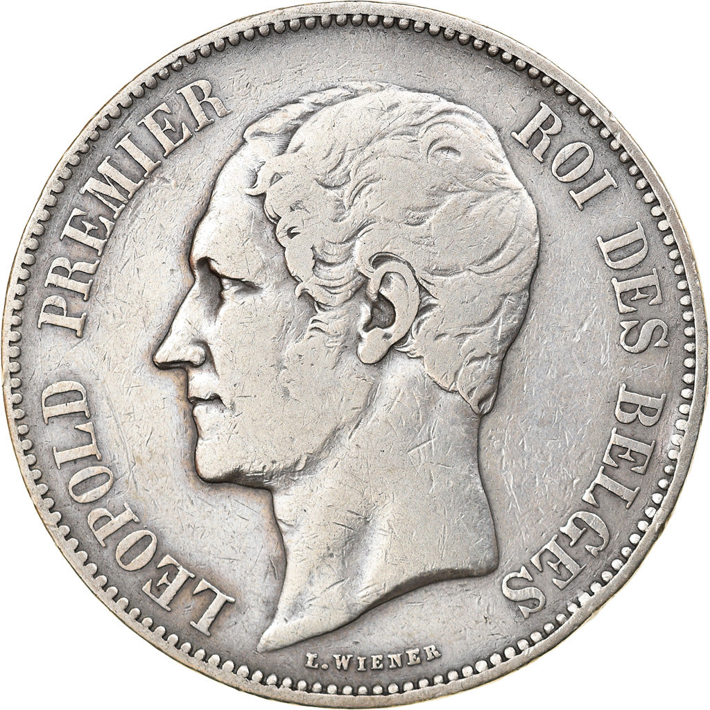 Moneda, Bélgica, Leopold I, 5 Francs, 5 Frank, 1850, BC+, Plata, KM:17