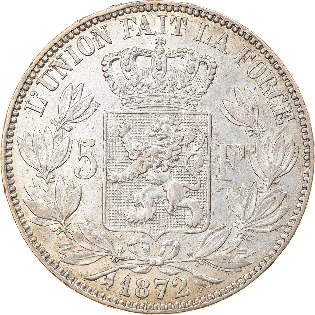 Coin, Belgium, Leopold II, 5 Francs, 5 Frank, 1872, EF(40-45), Silver, KM:24