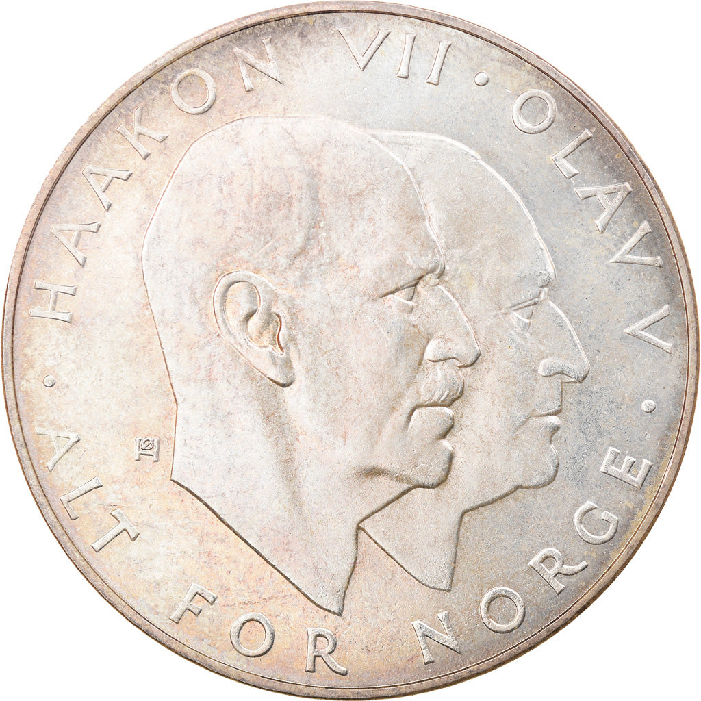 Coin, Norway, Olav V, 25 Kroner, 1970, AU(55-58), Silver, KM:414