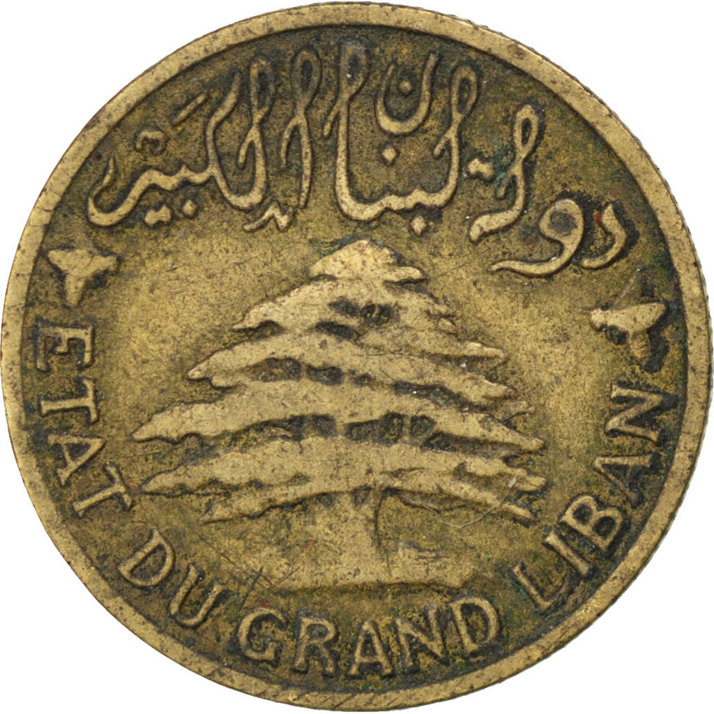 LEBANON, 2 Piastres, 1925, Paris, KM #4, VF(30-35), Aluminum-Bronze, Lecompte...
