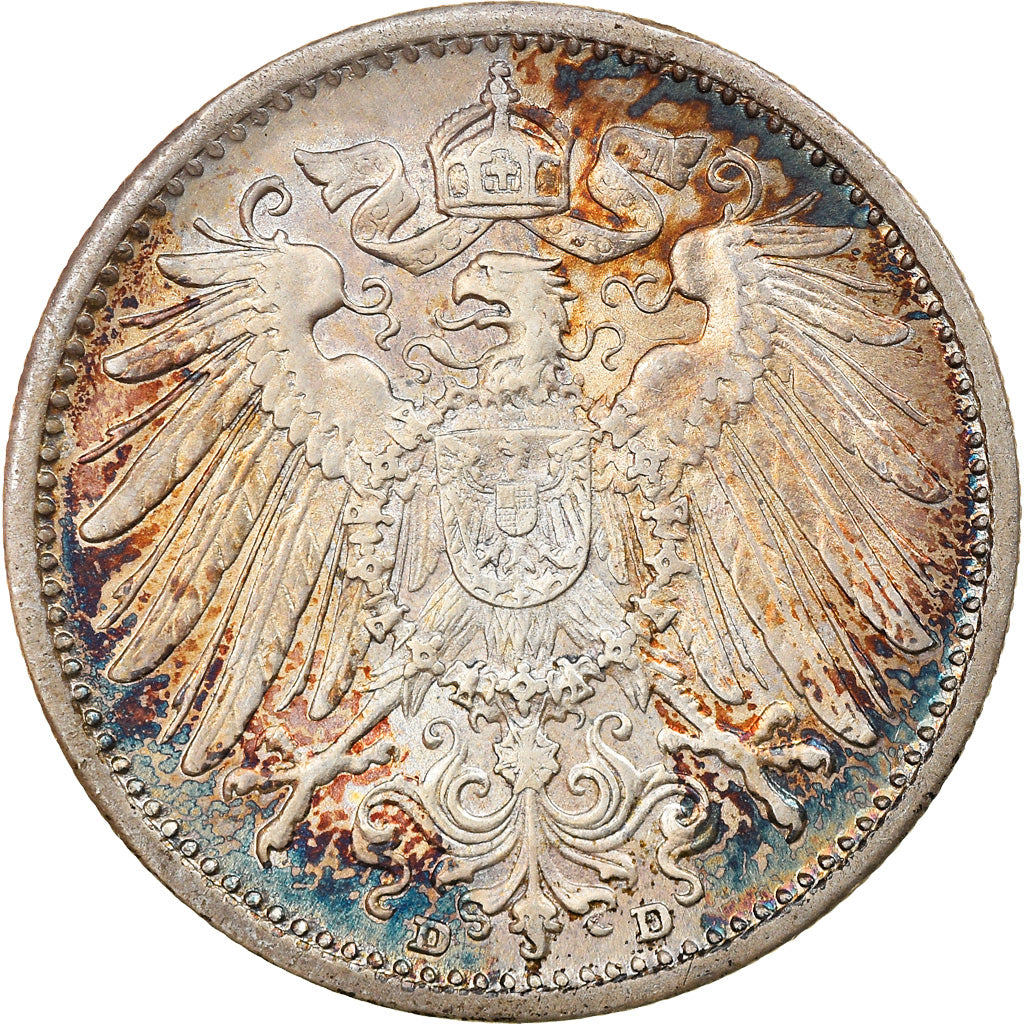 Coin, GERMANY - EMPIRE, Wilhelm II, Mark, 1909, Munich, AU(50-53), Silver, KM:14