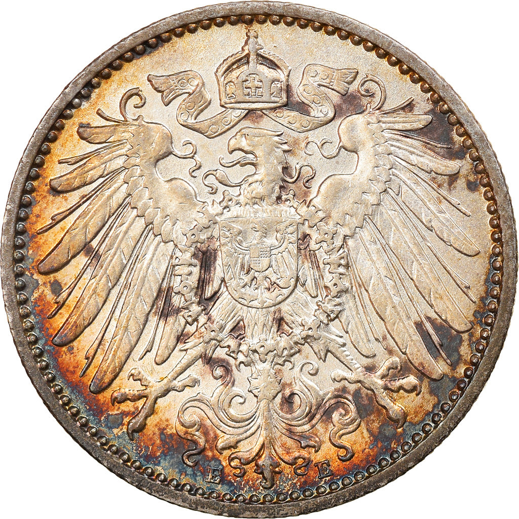 Münze, GERMANY - EMPIRE, Wilhelm II, Mark, 1914, Muldenhütten, UNZ+, Silber