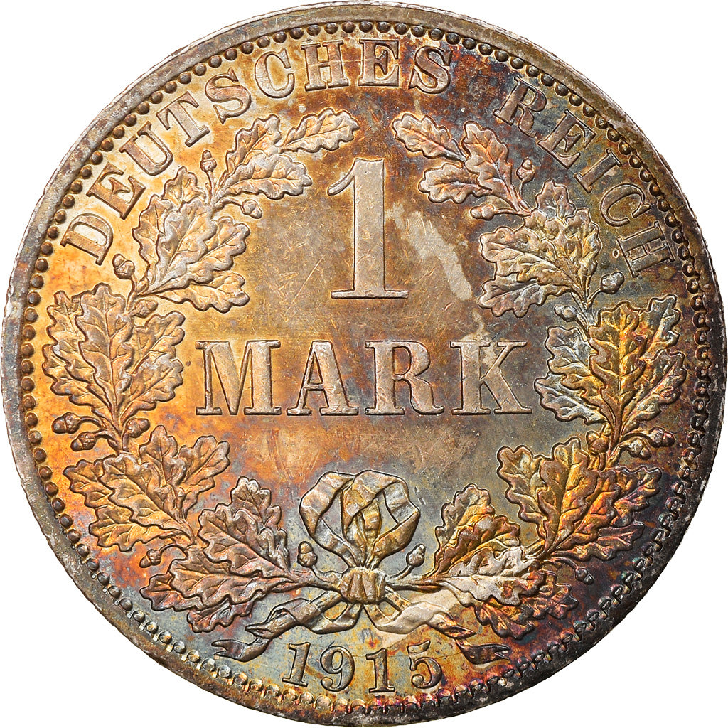 Coin, GERMANY - EMPIRE, Wilhelm II, Mark, 1915, Berlin, MS(64), Silver, KM:14