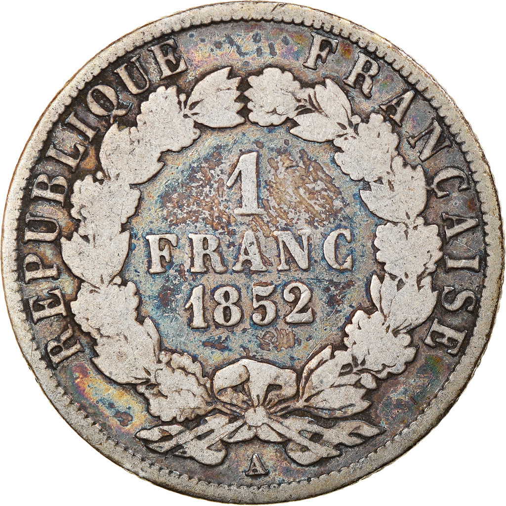 Moneta, Francja, Napoleon III, Napoléon III, Franc, 1852, Paris, VG(8-10)