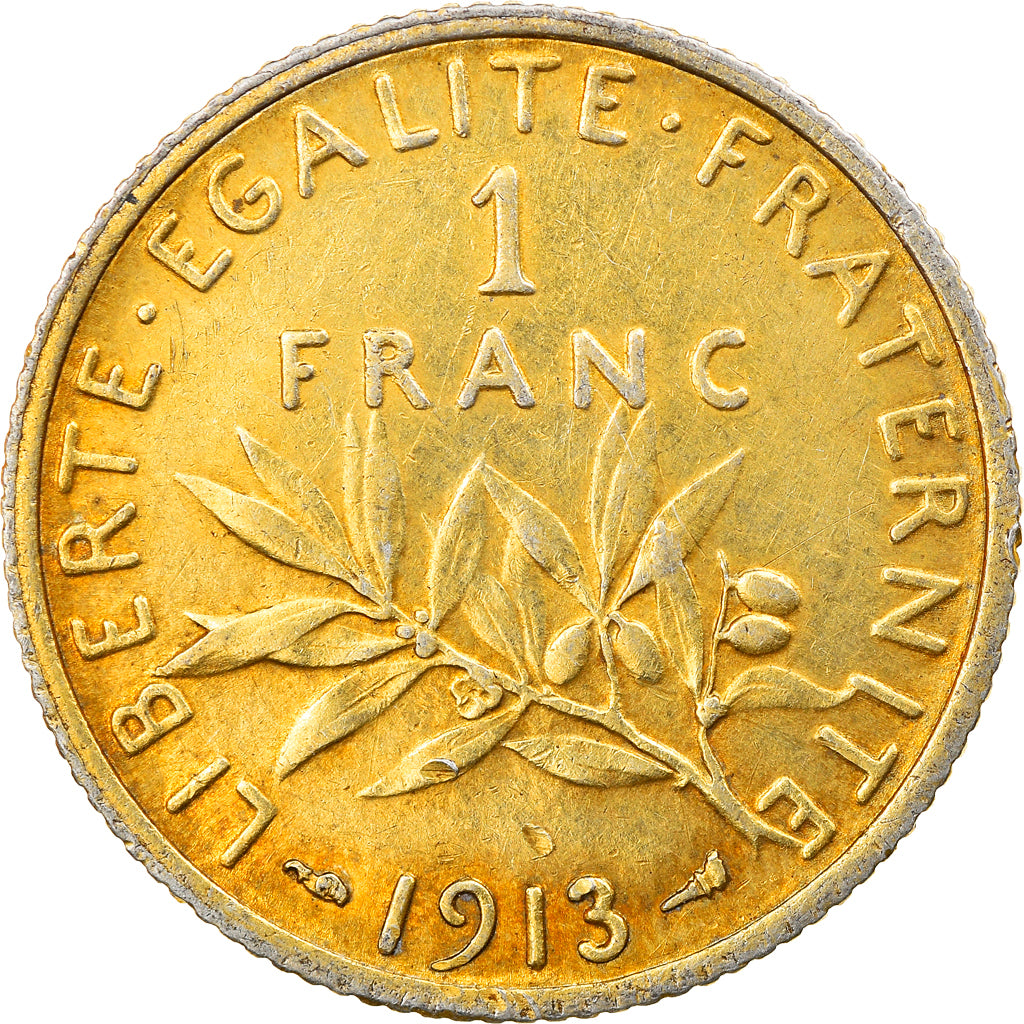 Coin, France, Semeuse, Franc, 1913, Paris, EF(40-45), Silver, KM:844.1