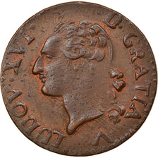 Moneta, Francia, Louis XVI, Liard, Liard, 1782, Lille, BB+, Rame, KM:585.14