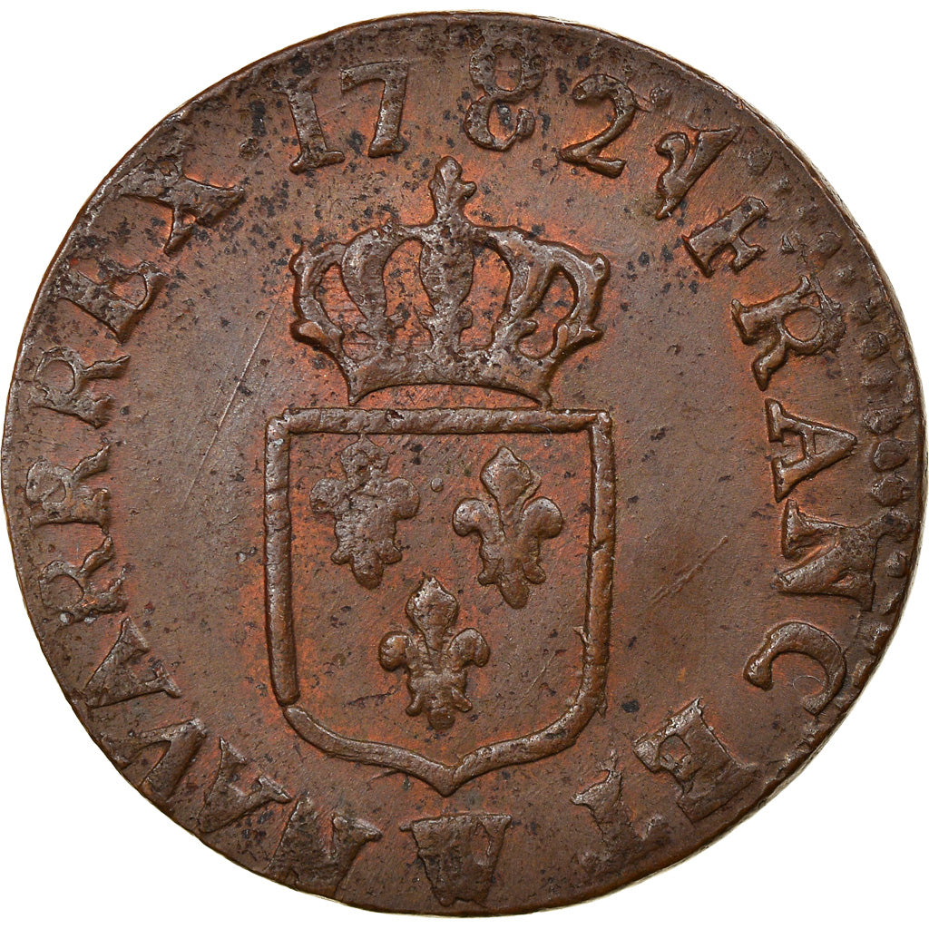 Moeda, França, Louis XVI, Liard, Liard, 1782, Lille, AU(50-53), Cobre