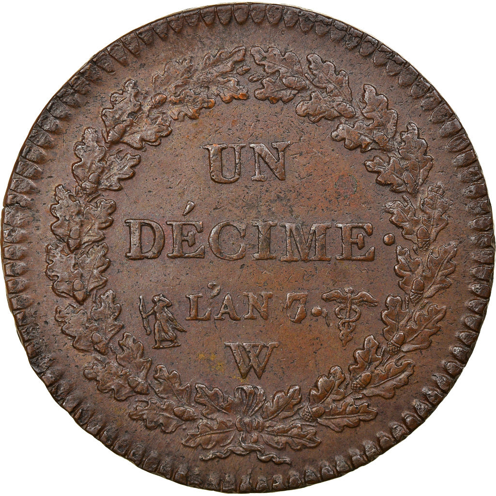 Monnaie, France, Dupré, Decime, AN 7/5, Lille, TTB+, Bronze, KM:644.11, Le