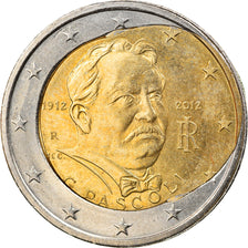 Italie, 2 Euro, Giovanni Pascoli, 2012, Fautée - Coeur déformé, SUP