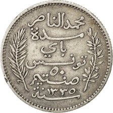 TUNISIA, 50 Centimes, 1916, Paris, KM #237, EF(40-45), Silver, Lecompte #165,...