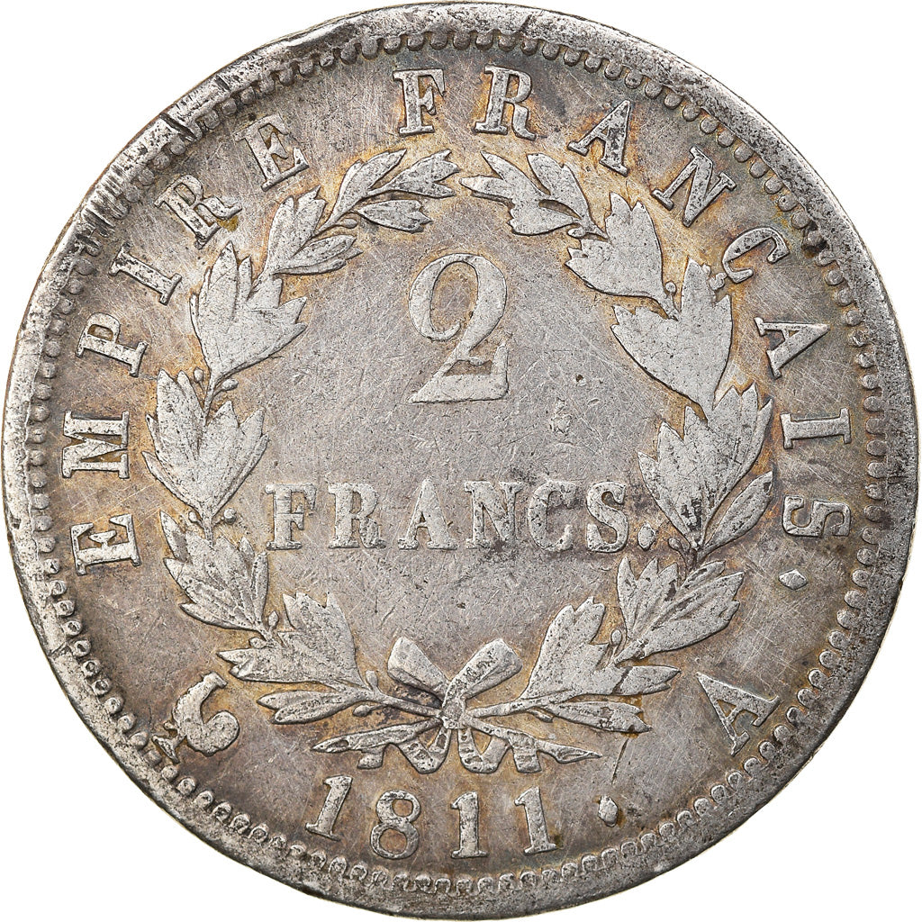 Moneta, Francja, Napoléon I, 2 Francs, 1811, Paris, VF(20-25), Srebro