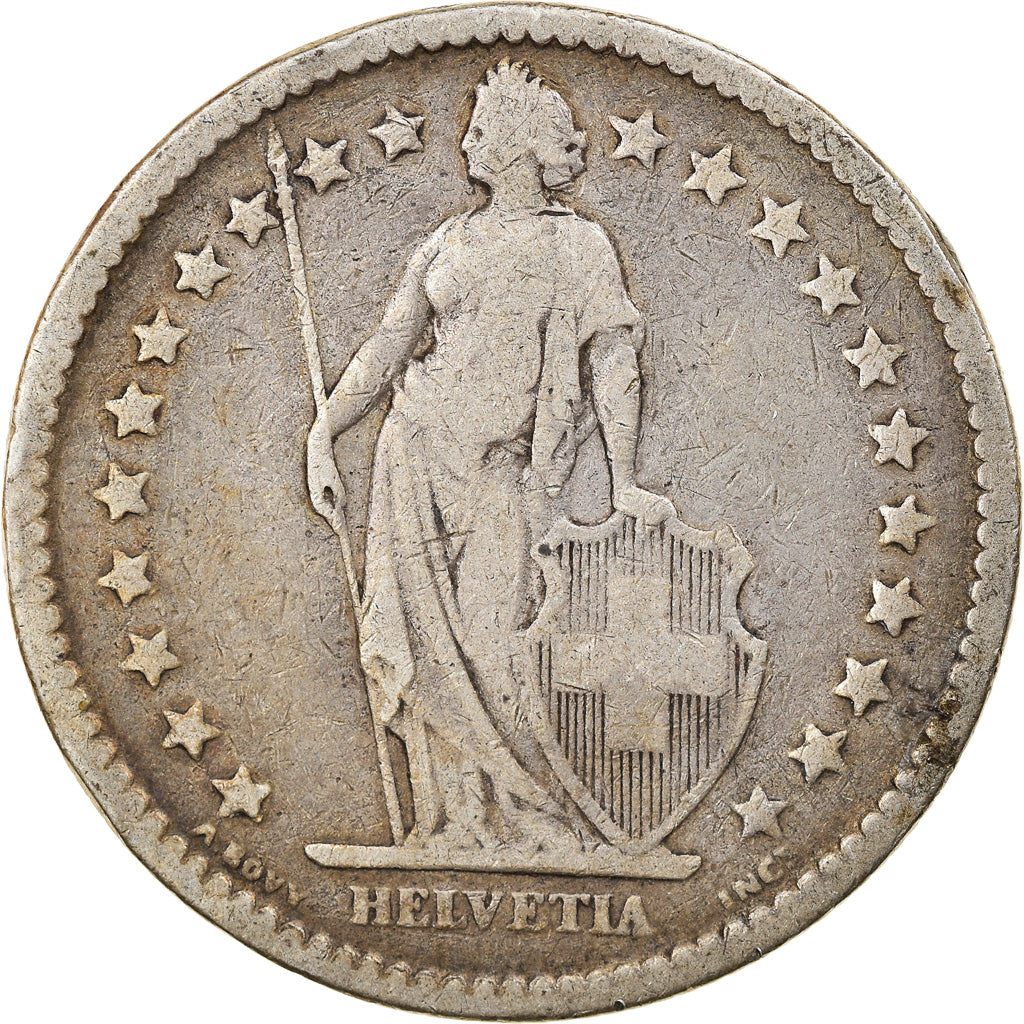 Coin, Switzerland, 2 Francs, 1878, Bern, VF(20-25), Silver, KM:21