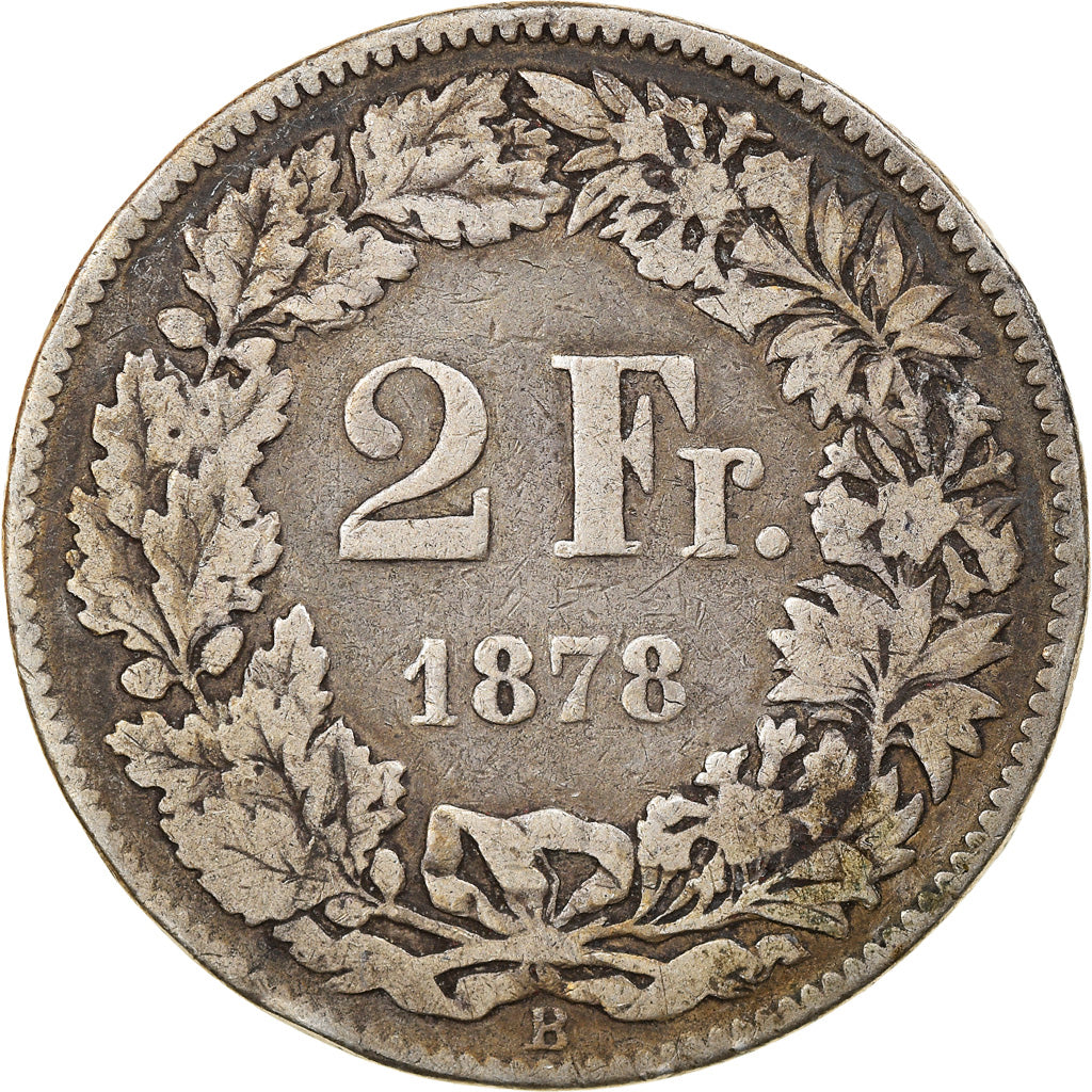 Coin, Switzerland, 2 Francs, 1878, Bern, VF(20-25), Silver, KM:21