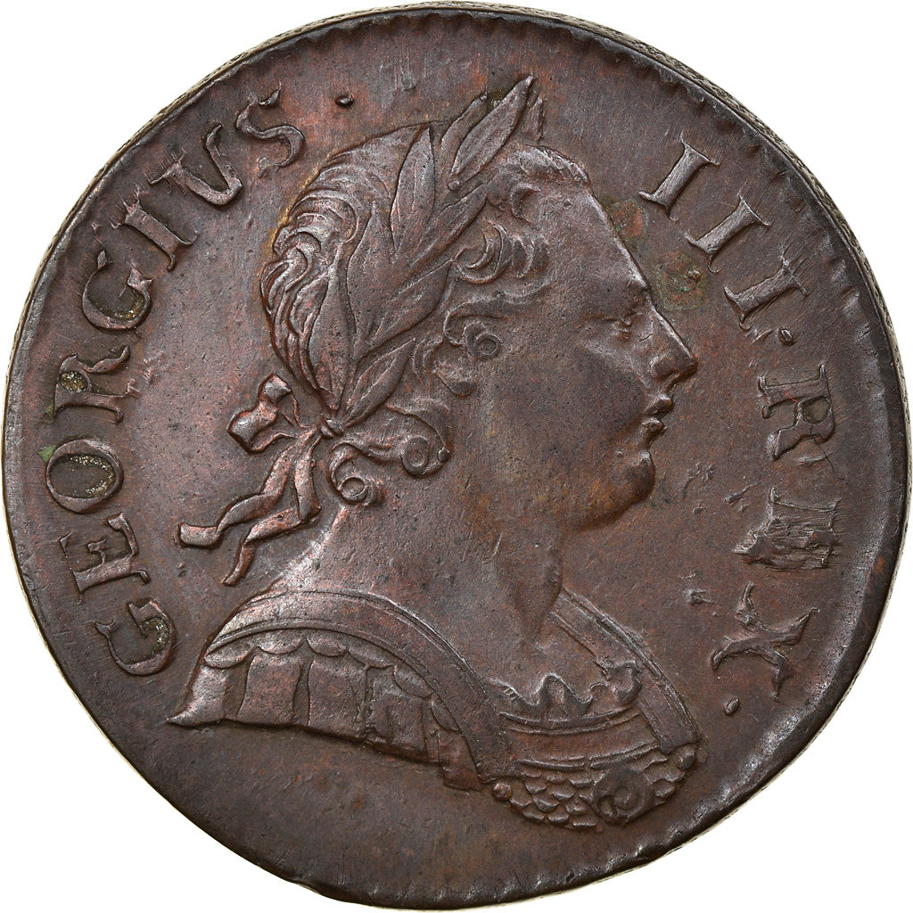 Coin, Great Britain, George III, 1/2 Penny, 1772, EF(40-45), Copper, KM:601