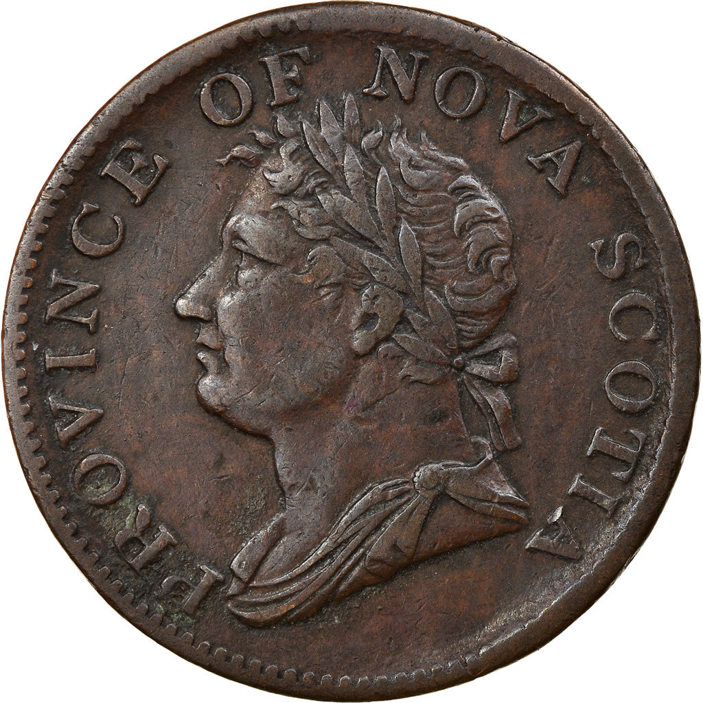 Moneta, Canada, Nova Scotia, William IV, 1/2 Penny Token, 1832, BB+, Bronzo