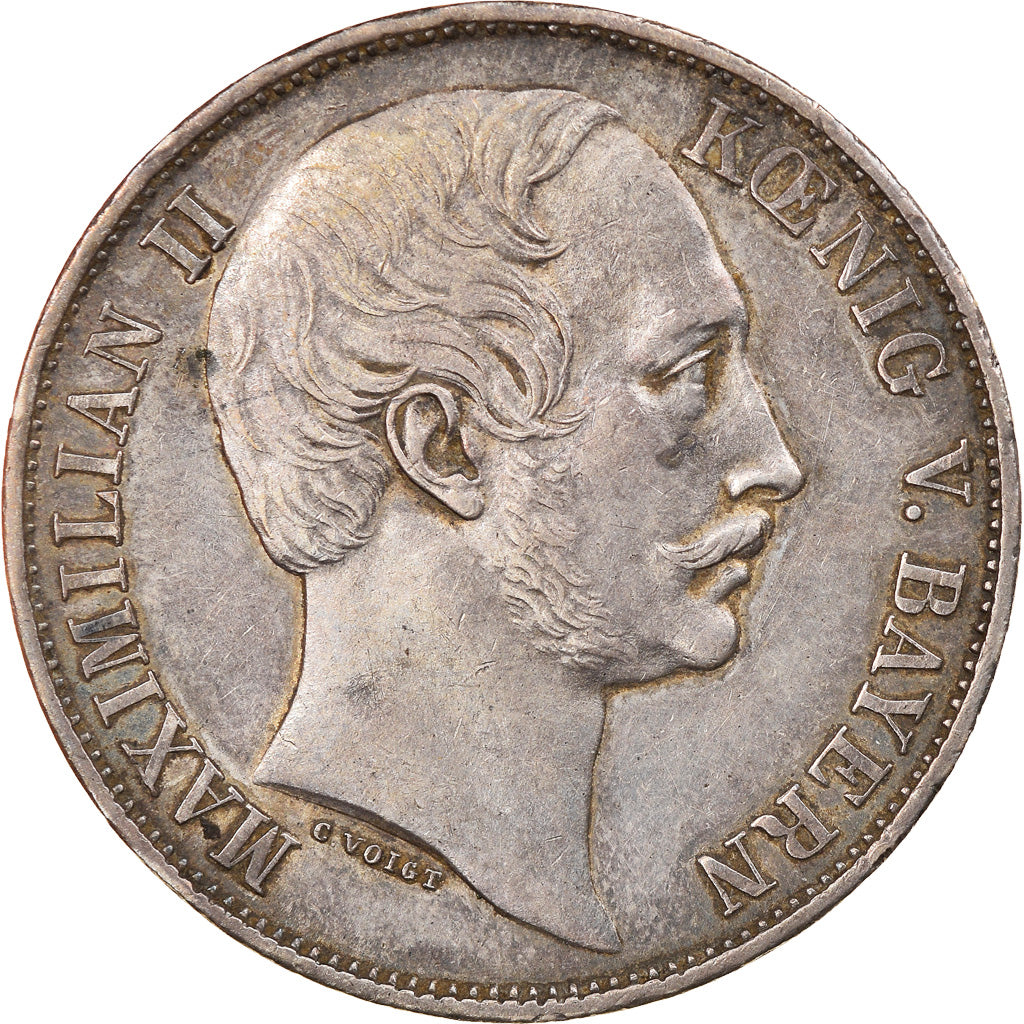 Coin, German States, BAVARIA, Maximilian II, Thaler, Vereins, 1863, Munich