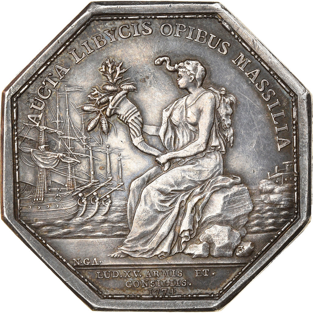 France, Token, Louis XV, Compagnie Royale d'Afrique à Marseille, 1774