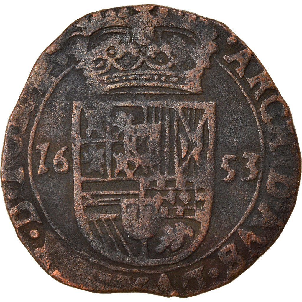 Monnaie, Pays-Bas espagnols, TOURNAI, Philippe IV, Liard, 12 Mites, 1653