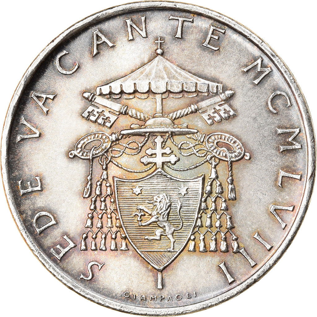 Munten, Vaticaanstad, Sede Vacante, 500 Lire, 1963, Roma, PR, Zilver, KM:75