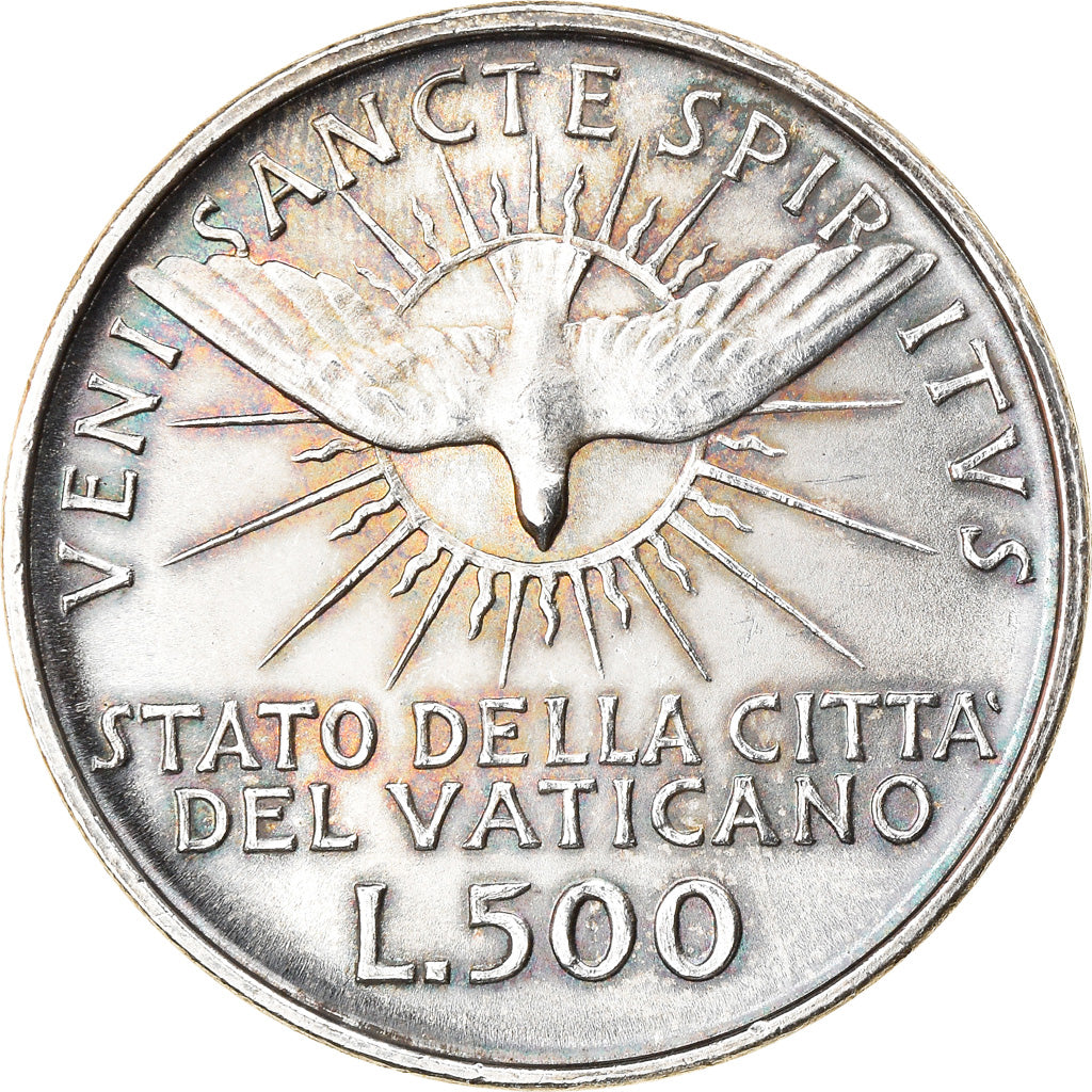 Munten, Vaticaanstad, Sede Vacante, 500 Lire, 1963, Roma, PR, Zilver, KM:75
