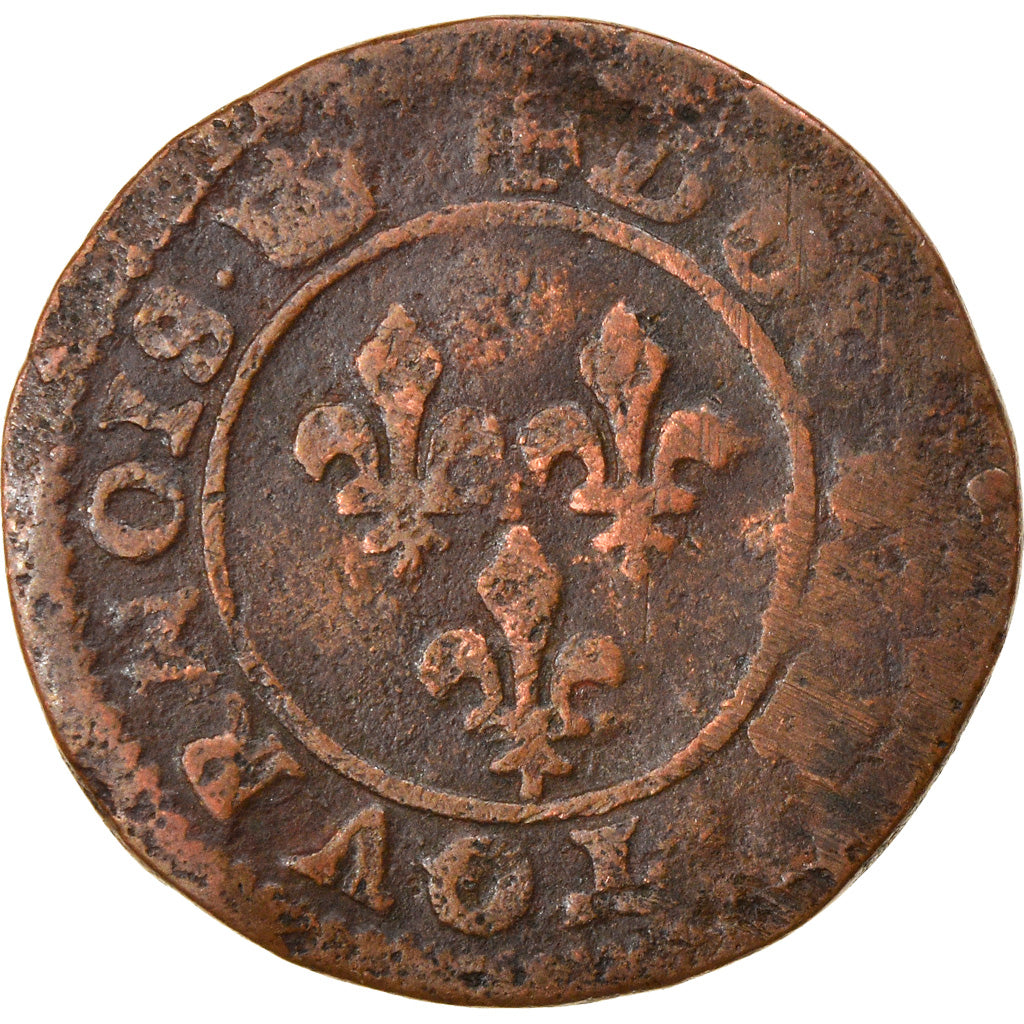 Moneda, Francia, Henri III, La Ligue, Double Tournois, Paris, BC+, Cobre