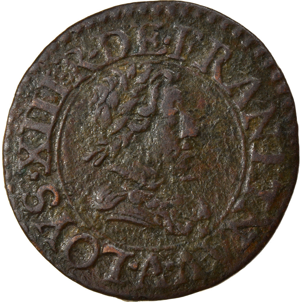 Monnaie, France, Louis XIII, Denier Tournois, 1622, Paris, TB+, Cuivre, CGKL:404