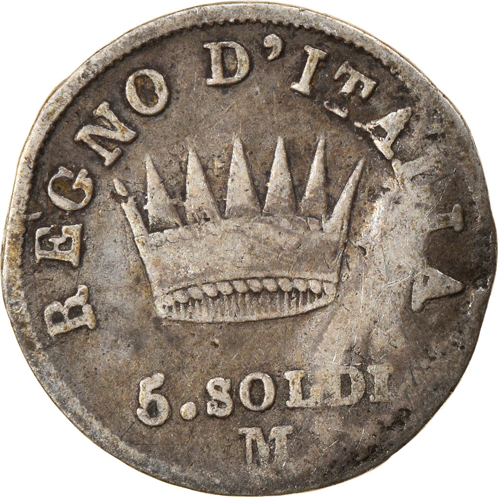 Monnaie, États italiens, KINGDOM OF NAPOLEON, Napoleon I, 5 Soldi, 1809, Milan
