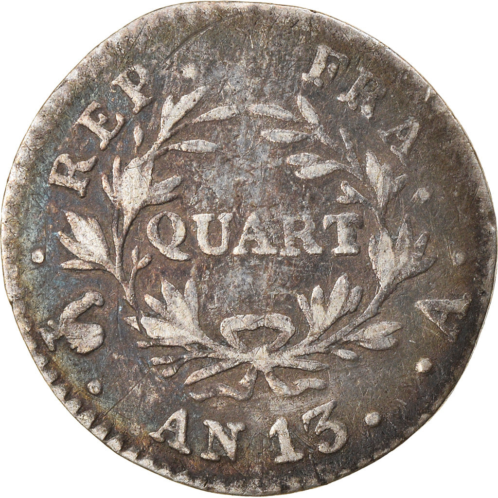 Munten, Frankrijk, Napoléon I, 1/4 Franc, AN 13, Paris, FR, Zilver, KM:654.1