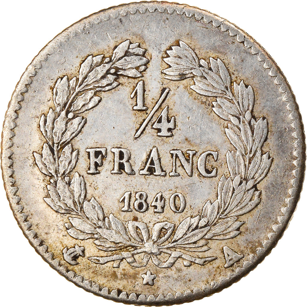 Coin, France, Louis-Philippe, 1/4 Franc, 1840, Paris, EF(40-45), Silver