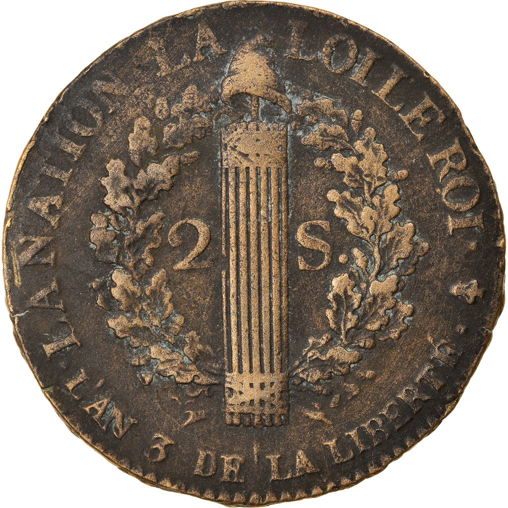 Münze, Frankreich, Louis XVI, 2 sols françois, 2 Sols, 1791, Paris, SS