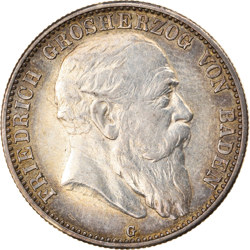 Coin, German States, BADEN, Friedrich I, 2 Mark, 1905, Karlsruhe, EF(40-45)