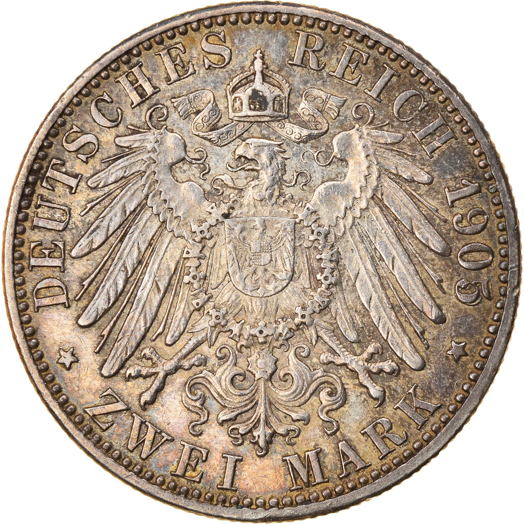 Coin, German States, BADEN, Friedrich I, 2 Mark, 1905, Karlsruhe, EF(40-45)