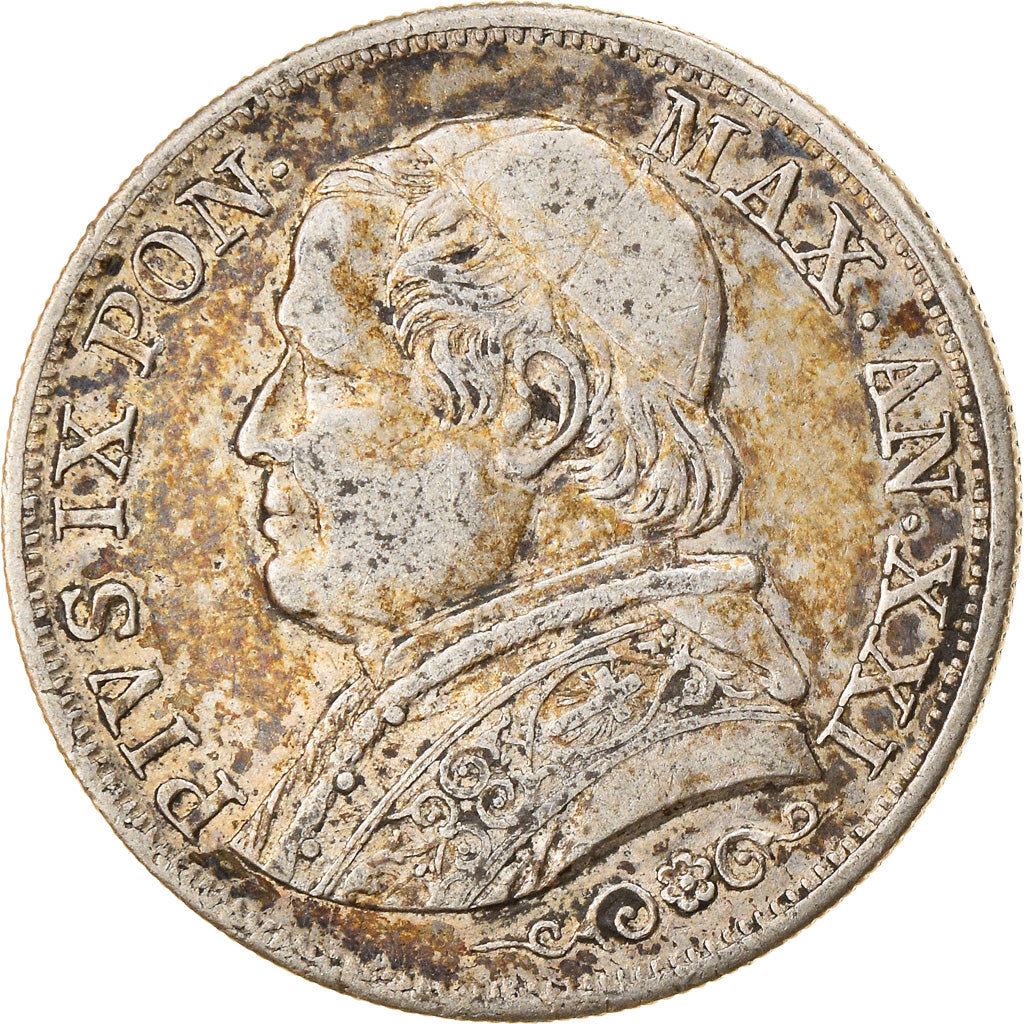 Moneta, DEPARTAMENTY WŁOSKIE, PAPAL STATES, Pius IX, Lira, 1866, Roma