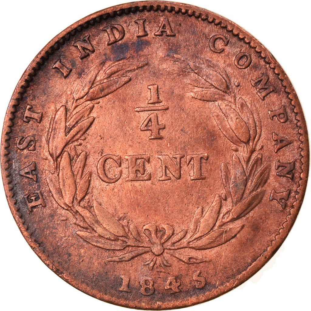 Coin, Straits Settlements, Victoria, 1/4 Cent, 1845, VF(30-35), Copper, KM:1