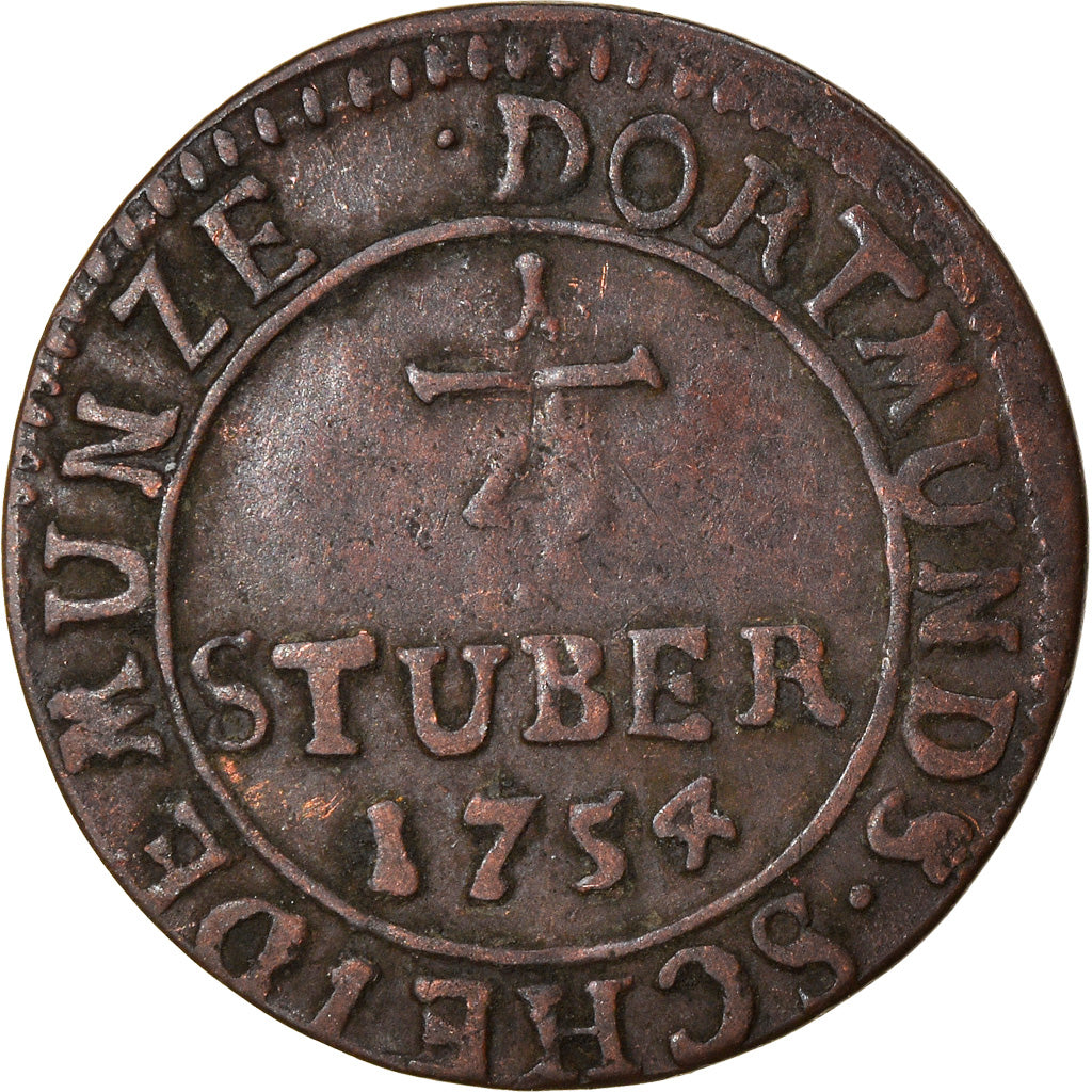 Coin, German States, DORTMUND, 1/4 Stüber, 1754, EF(40-45), Copper, KM:105